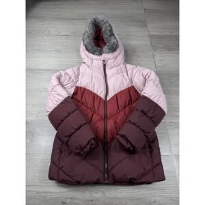 Columbia Jacket Girls M Hooded Quilted Artic Blast Pink Coat Youth Winter